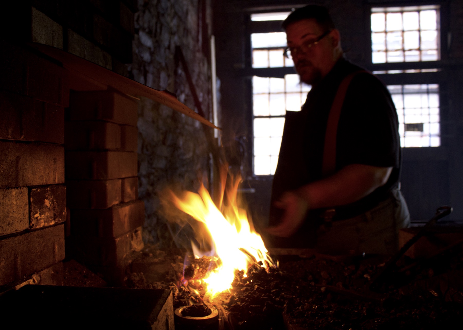 Historic blacksmithing at a working forge